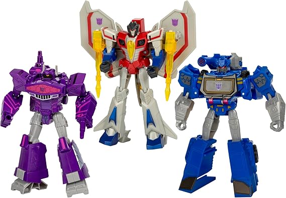 Transformers Decepticon Commander 3-Pack of 5-Inch Robot Action Figures for Boys and Girls, Starscream, Shockwave & Soundwave, Interactive Toys for Kids Ages 6 and Up